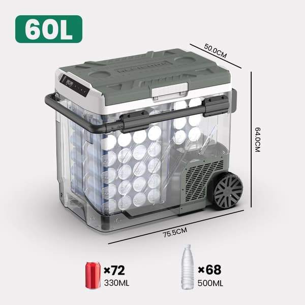 Bilkylskåp, Dubbelzonkontroll, Bärbar Design,60L