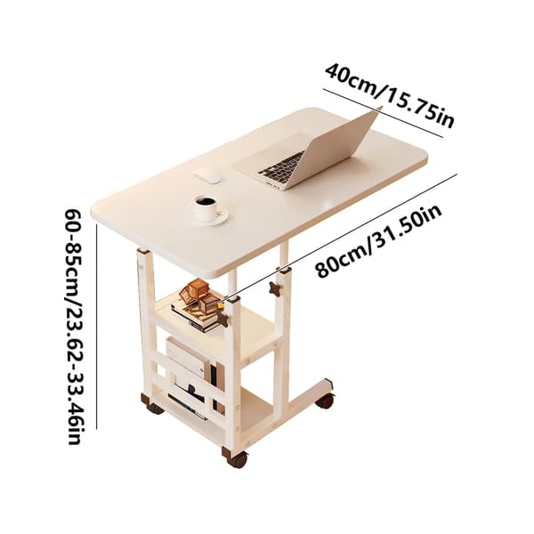 Computerbord, Bambusramme, Udtrækkeligt Design,Hvid