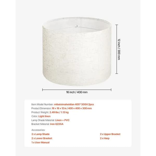 Trommelampe Skærm, Nem Montering, Stilfuldt Design,Beige