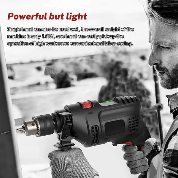 Elektrisk Hammerboremaskine, Dobbelt Tilstand Drift, Ergonomisk Design,sort
