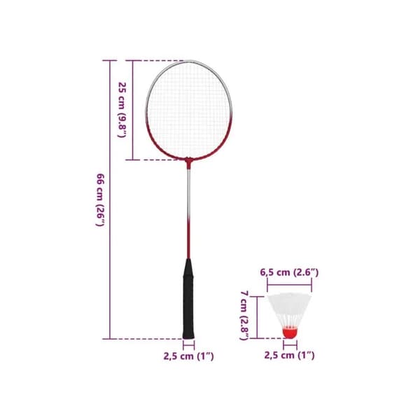 Badminton Sæt, 620 cm Længde, 151 cm Bredde, 66 cm Ketsjer Længde, 60 cm Net Højde, Egnet til Aldre 14+