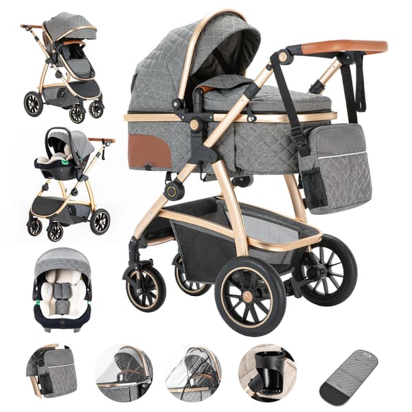 Babyvogn, Justerbart greb, Alsidig design, SK20-GRÅ