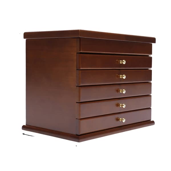 Smykkeskrin, 6-lags Organizer, Elegant Design,Brun
