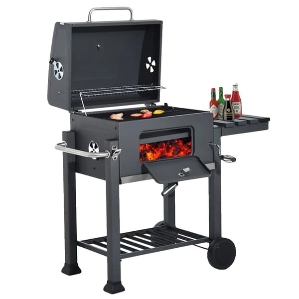 Grill, Rustfrit Stål, Integreret Termometer,sort