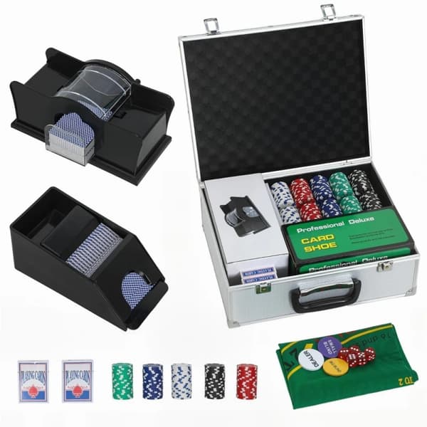 Poker Set, 300 Jetonger, 2 Kortlekar,Silver