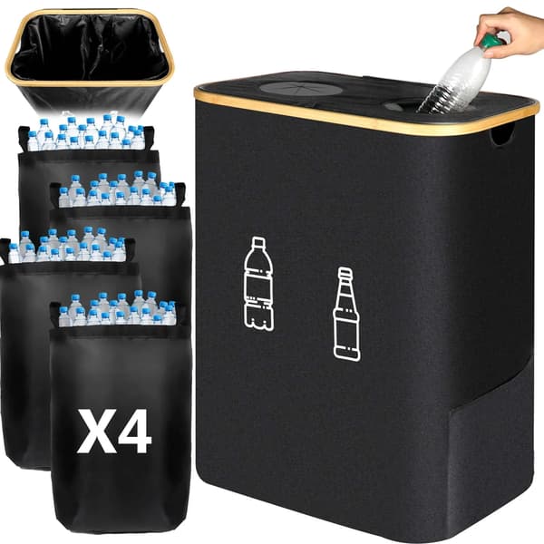 Indbetalingsflaskeindsamler, 160L kapacitet, sammenfoldeligt design,sort