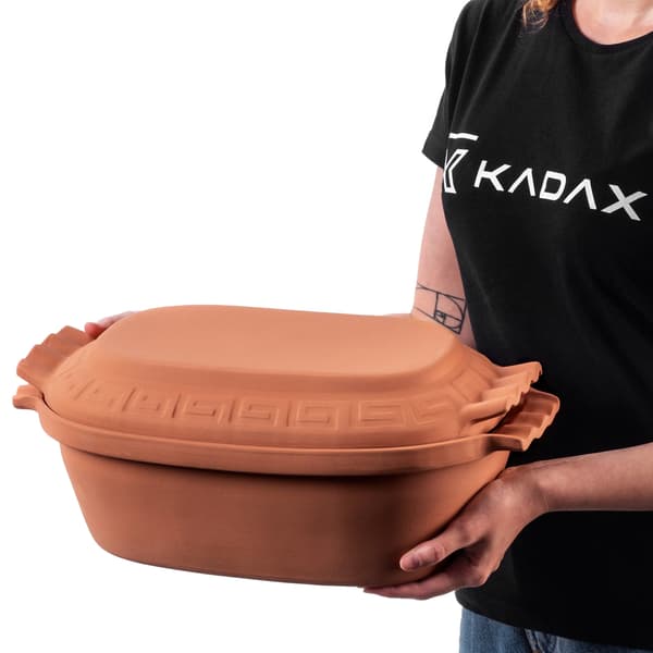 Lerkrukke, 6L kapacitet, oval form,Brun