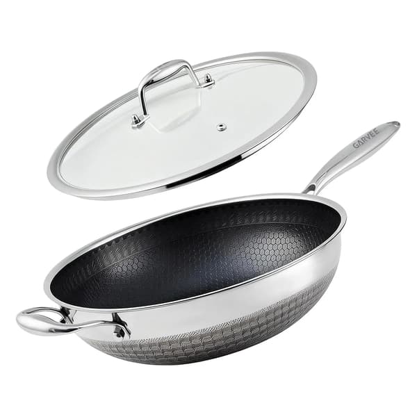 Stegepande, Tri-Lags Rustfrit Stål, Non-Stick Overflade,Med låg