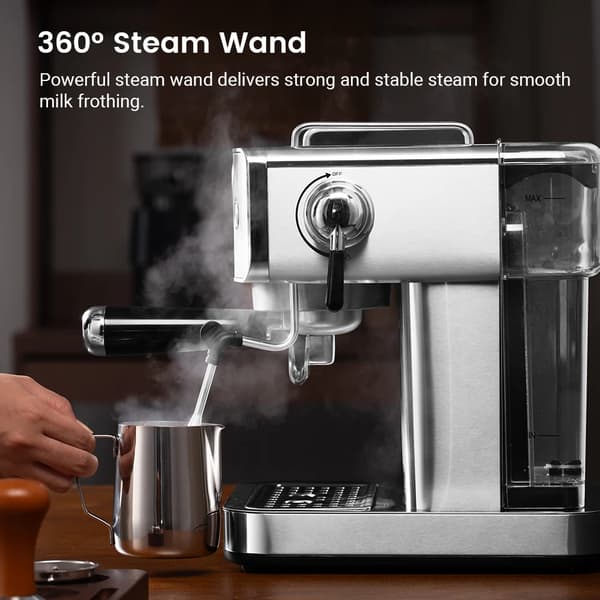 Semi-automatisk espressomaskine, 20 Bar pumpe, trykmåler,Sølv, EU