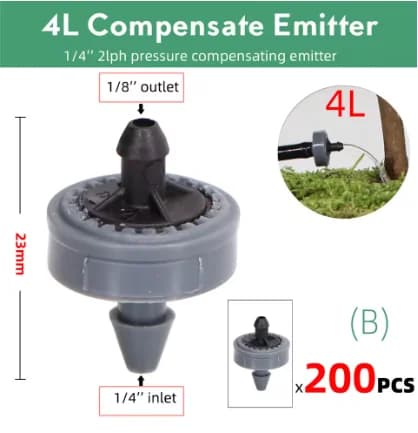 Droppbevattningsregulator, tryckkompenserande, justerbar flödeshastighet,200PCS-1