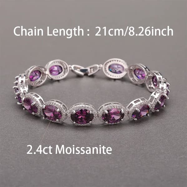 Armband, 925 Silver, Moissanitstenar,LILA