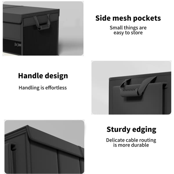 Opbevaringsboks, Stor Kapacitet 60L, Sammenfoldeligt Design,sort