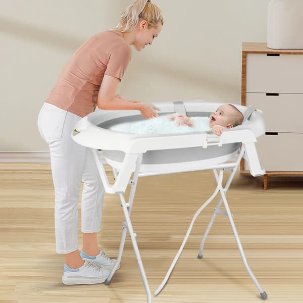 Babybad, Foldbart Design, Ergonomisk Polstring,GRÅ