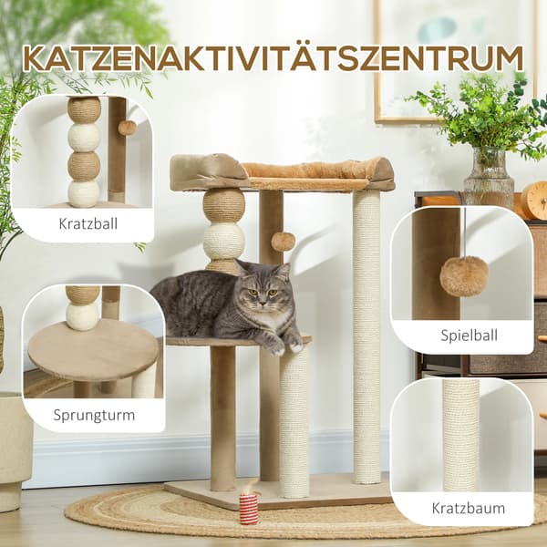 Kattträd, Engagerande Lekfunktioner, Hållbar Konstruktion,brun