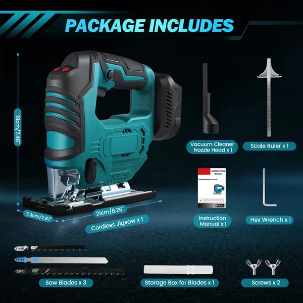 Batteridriven sticksåg, 6 hastighetsinställningar, verktygsfri bladbyte,grön