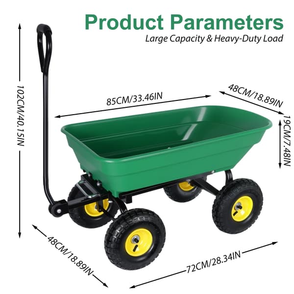 Vogn Tipper, Høj Kapacitet, Ergonomisk Design,grøn