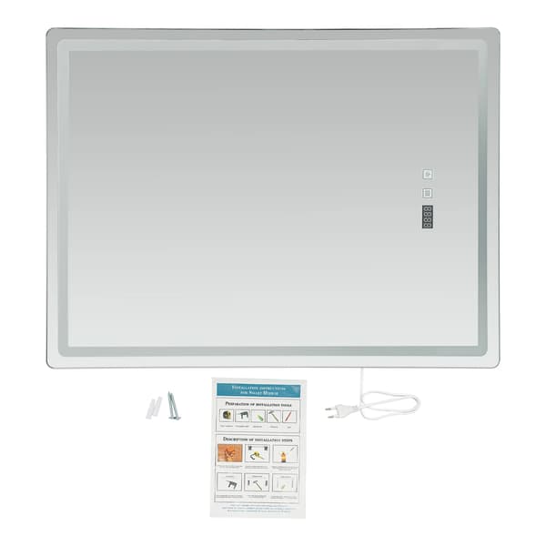 Badrumsspegel, LED-ljus, justerbar ljusstyrka,Silver, 50 70cm