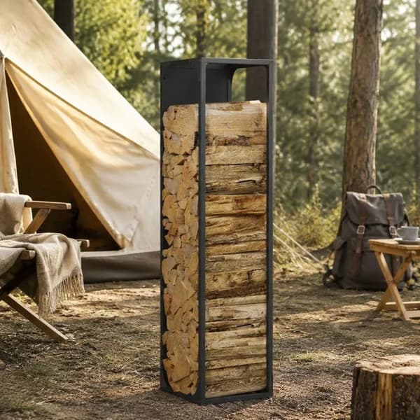 Brændeholder, Elegant Design, Holdbar Stål Konstruktion,Sort