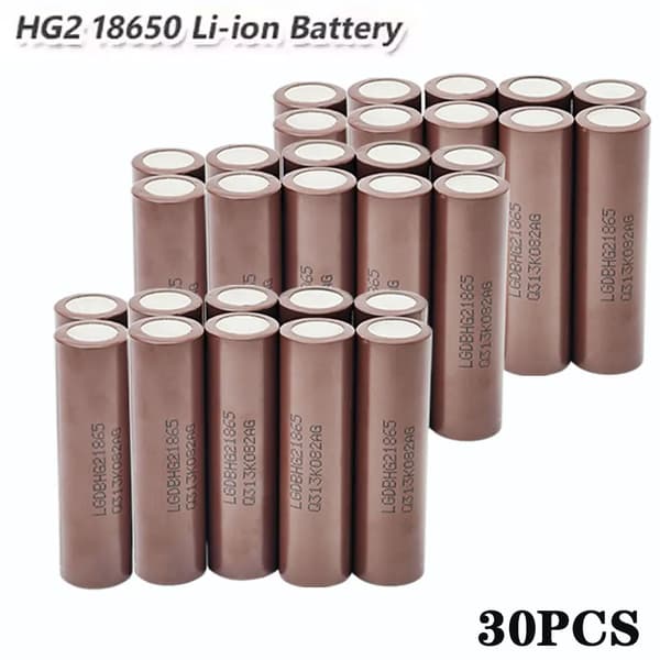 Litiumioniakku, 3000mAh kapasiteetti, 3.7V jännite,HG2-30PCS