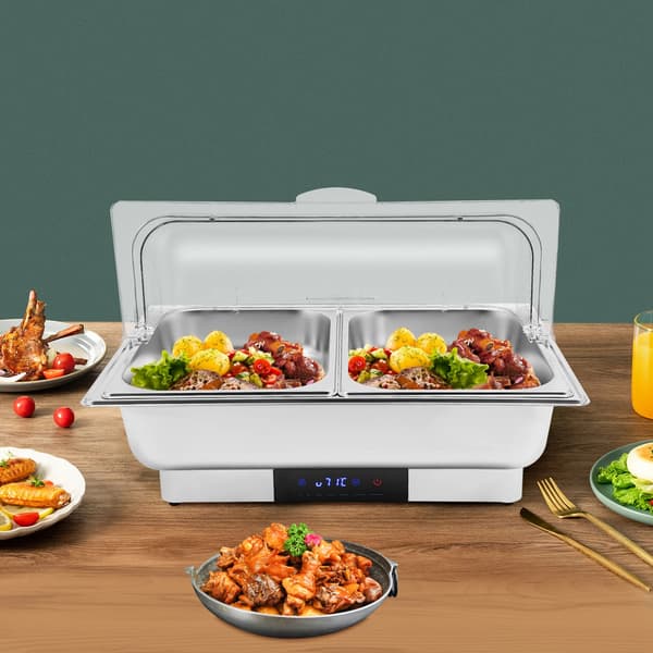 Elektrisk Chafing Dish, Justerbar Temperatur, Rustfrit Stål,Sølv