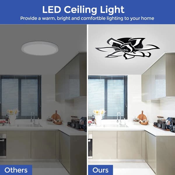 Loftlampe, Smart Kontrol, Dæmpbar LED,Sort 5 hoveder