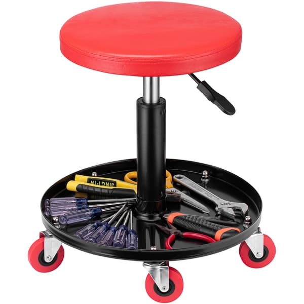 Verkstadspall, Ergonomisk Design, 360° Rotationsförmåga,RÖD
