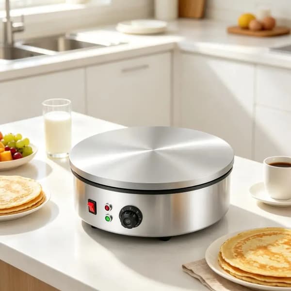 Crepe Maker, 3000W Effekt, Støbejernskonstruktion,SØLV
