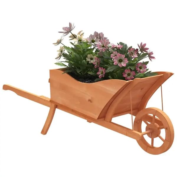 Planteringsbehållare, Ergonomisk Skottkärra Design, Solid Trä Konstruktion,Rosaröd