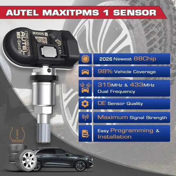 TPMS-sensor, 315MHz og 433MHz dual-frekvens, nem installation,4PCS MX Sensor