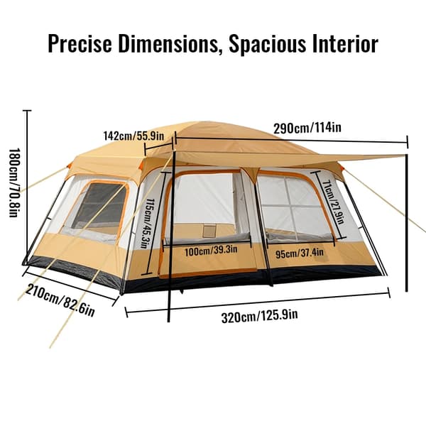 Campingtelt, rummelig layout, hurtig opsætning,khaki