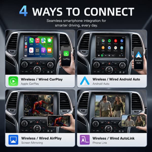 Multimediaavkodare, Trådlös CarPlay, Android Auto-kompatibilitet,För JEEP