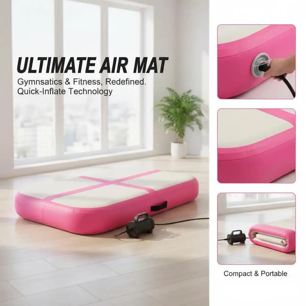 Gymnastikmatta, Hållbar PVC, Uppblåsbart Design,armégrön