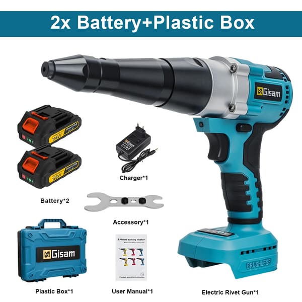 Nitpistol, Borstlös Motor, Automatisk Drift,2 Batteri Plastlåda