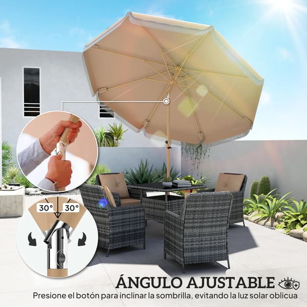 Paraply, Slitstarkt Tyg, Utomhusbruk, Khaki