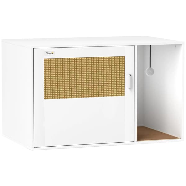 Kattlåda, Stilren Design, Integrerad Klösmatta,VIT, L