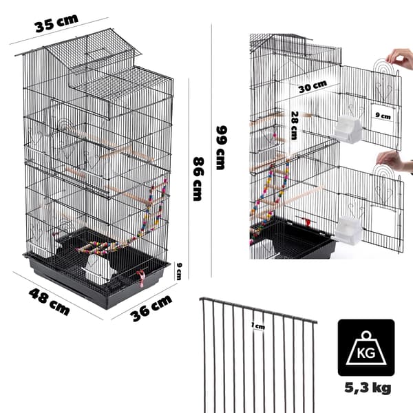 Fuglebur, Rummelig Design, Engagerende Funktioner,GRÅ, M