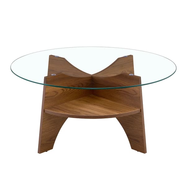 Sidebord, Multifunktionelt Design, Holdbart MDF og Glas,Valnød-Gennemsigtig