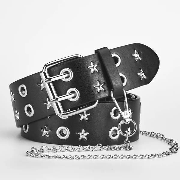 Bälte, Punkstil, Unisexdesign,svart, 110cm-a