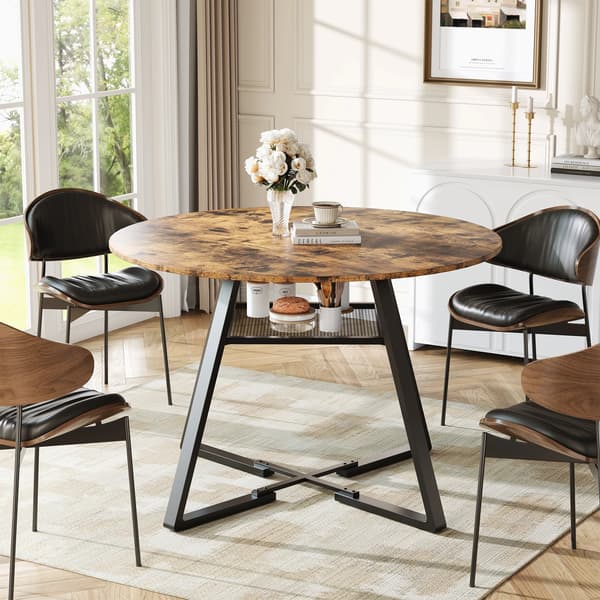 Spisebord, 120 cm Diameter, Rund Form, Træmateriale, Samlemetode, Minimalistisk Moderne Stil