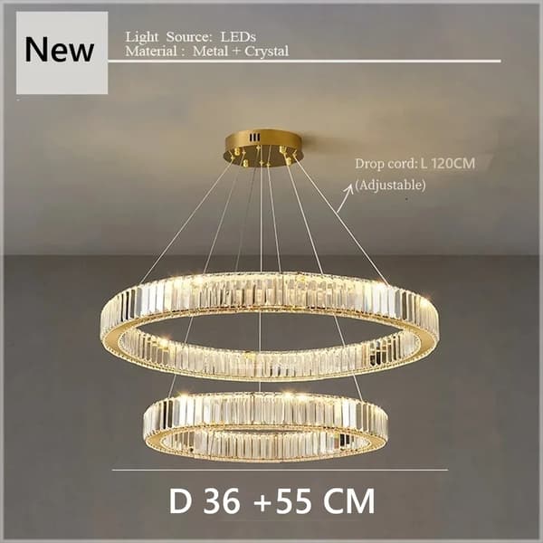 Kronleuchter, Moderne Design, Dæmpbar LED-belysning,2 Cirkel