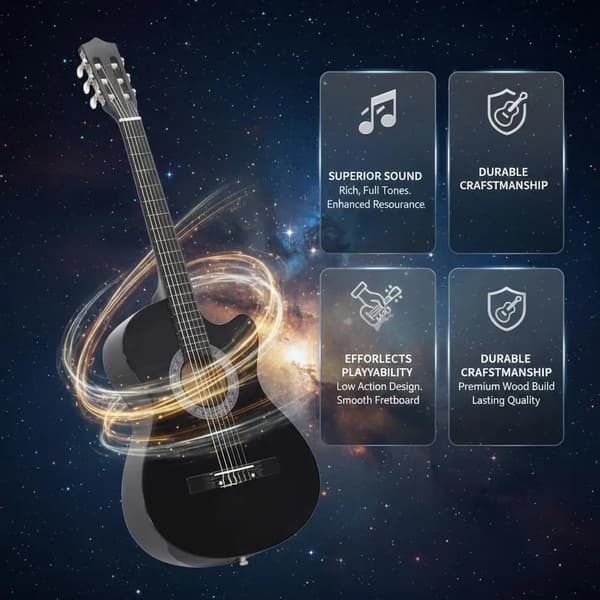 Klassisk akustisk gitarr, 6 strängar, idealisk för nybörjare,armégrön