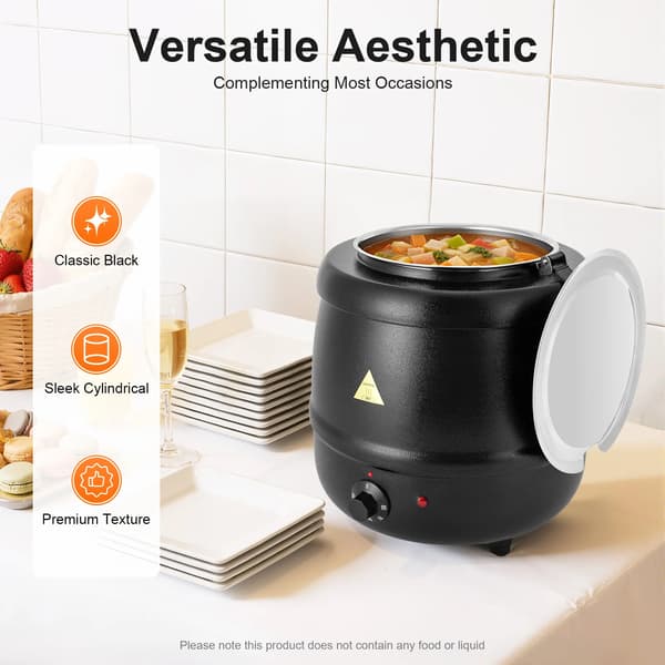 Suppevarmer, Justerbar Temperaturkontrol, Holdbart Rustfrit Stål,Sort, 10L