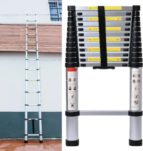 Teleskopstige, Heavy Duty, Skridsikker Design,Sølv