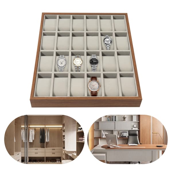 Urteorganisator, 24 Rum, Elegant Design,Valnøddetræfarve