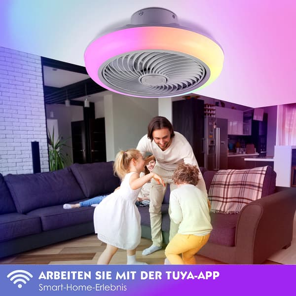 Loftventilator, Bluetooth-forbindelse, Dæmpbar LED-belysning,50W, 110-240V