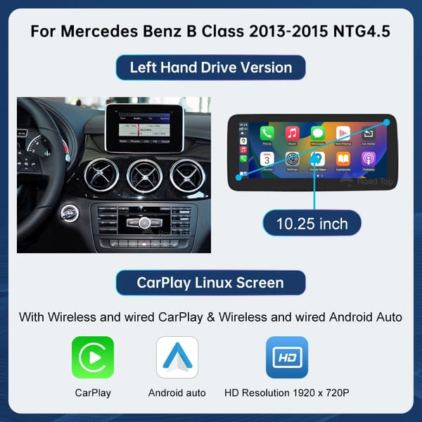 Multimedia Display, 10,25-tommer Skærm, CarPlay og Android Auto Support,10,25 B LHD
