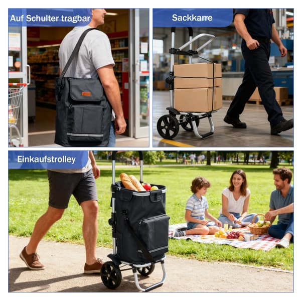 Shoppingvagn, Fällbar Design, Kylfack,Svart