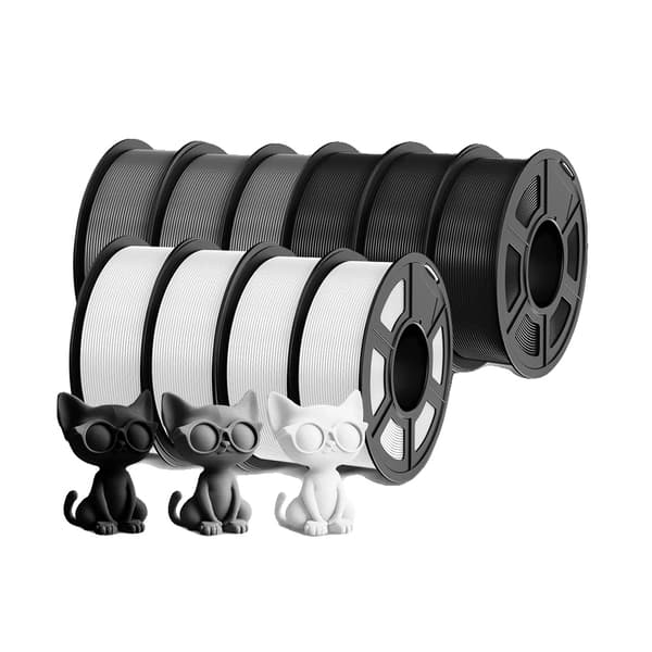 3D-printer filament, 1,75 mm diameter, boblefri ydeevne,PLA PLUS 3BK 3GY 4WT