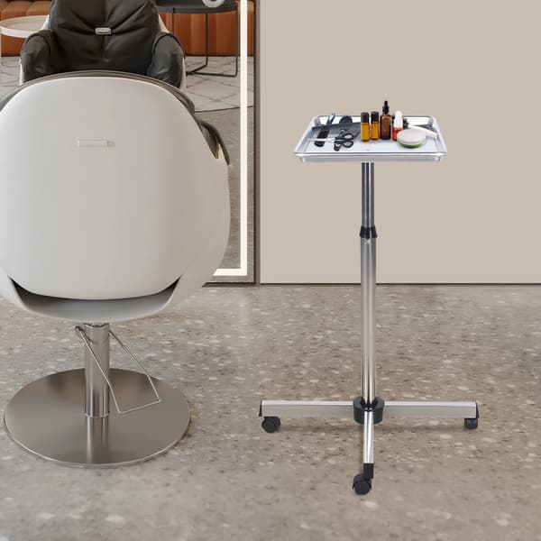 Barber Tray Cart, Höjdjusterbar, Lätt Rörlighet,Silver