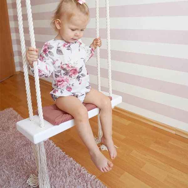 Barnsvinge, Träbräda, Bekväm Dyna,Rosa